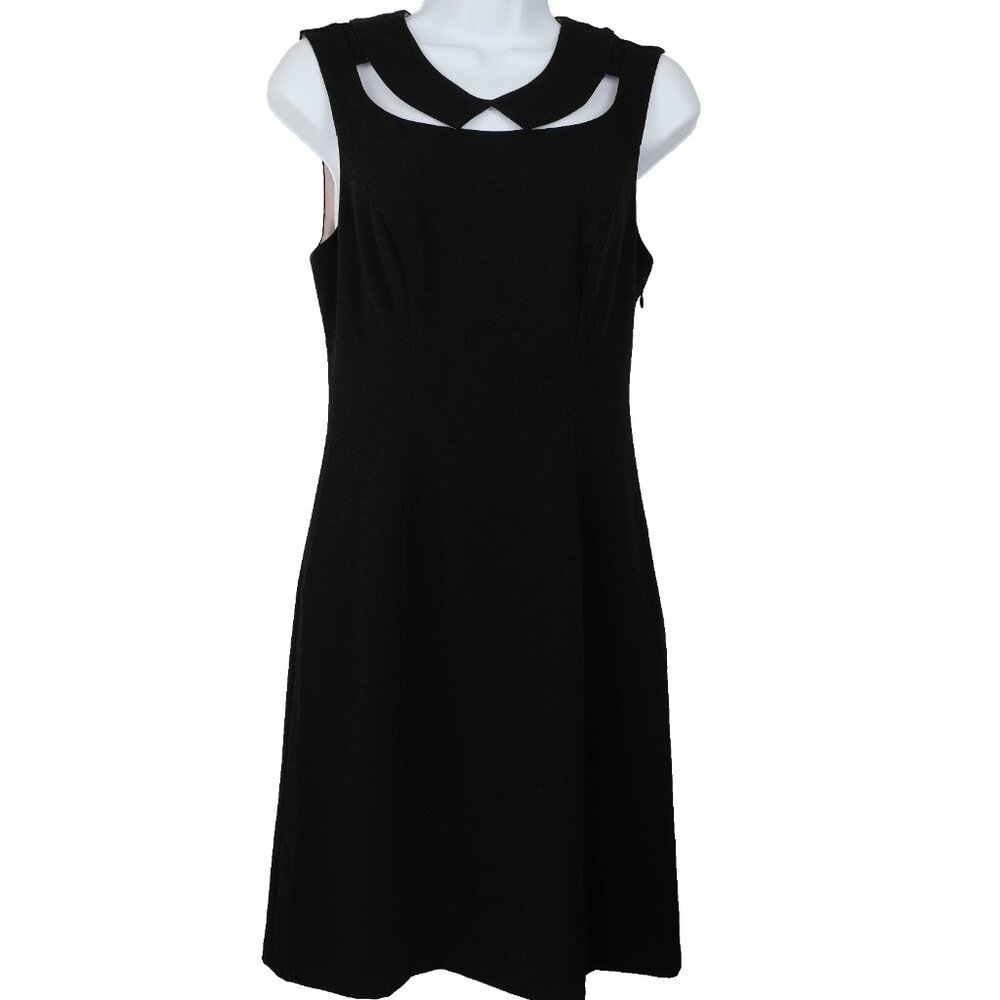 Anthropologie Postmark Dress Black Cut Out Collar Peter Pan Sheath Womens 2